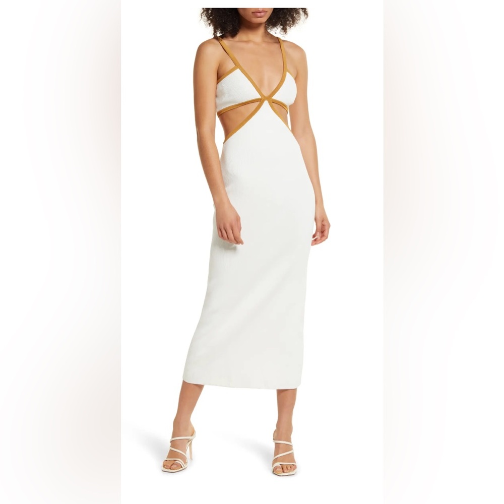 Significant Other Adi Cutout Waist Knit Midi Dress.